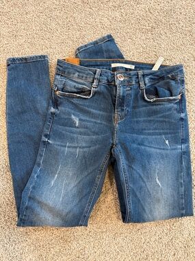 Zara Indigo Skinny Jeans with Light Whiskering